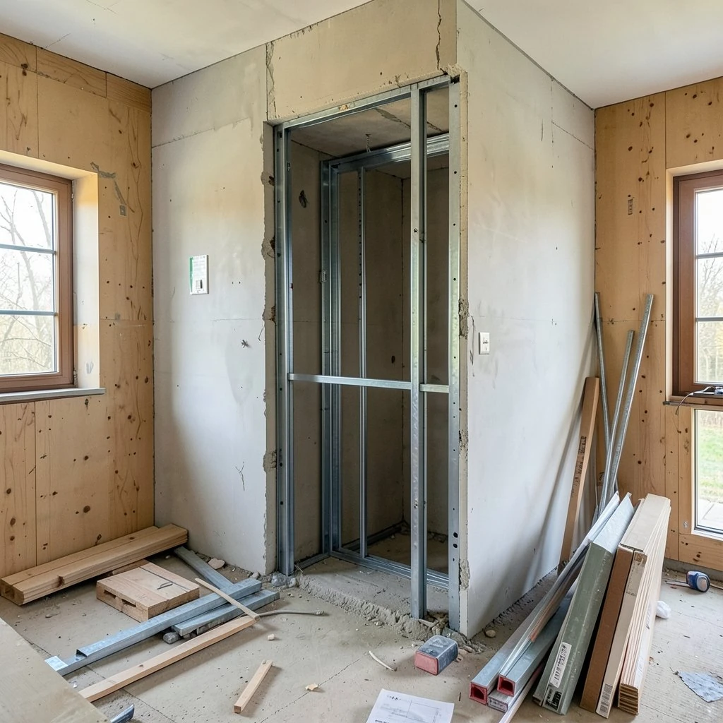A home elevator installation taking shape